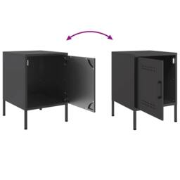 Berkfield Home Durable Bedside Cabinets 2 pcs Black 36x39x50.5 cm Steel - thumbnail 8