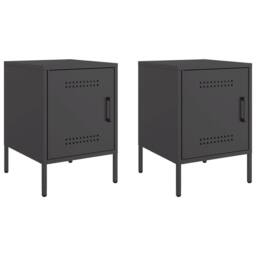 Berkfield Home Durable Bedside Cabinets 2 pcs Black 36x39x50.5 cm Steel - thumbnail 3