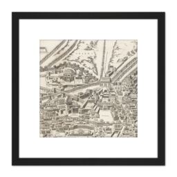 Artery8 Map Rome City Centre Roman Time 8X8 Inch Square Wooden Framed Wall Art Print Picture with Mount in Black - thumbnail 1