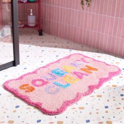 OHS Bath Mat Non Slip Rug Shower Textured Shaggy Bathroom Squeaky Clean in Pink - thumbnail 4