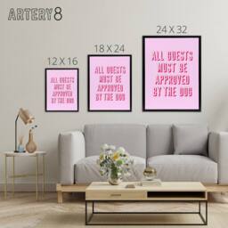 "Artery8 All Guests Must Be Approved By The Dog Pink Funny Canvas Art Print - Size: W24"" x H32""" - thumbnail 4