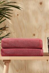 CHRISTY 'Brixton' Luxury Textured 100% Cotton Towels in Light Red - thumbnail 4
