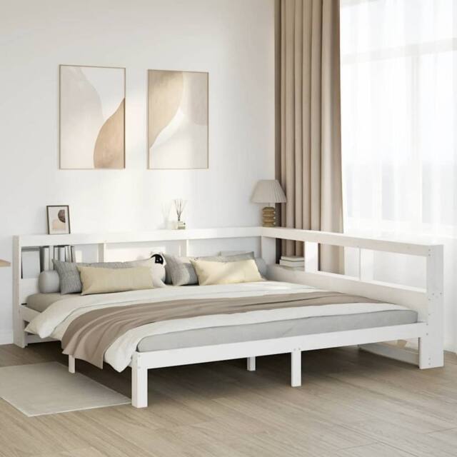 Berkfield Home Bookcase Bed without Mattress White 180x200 cm Super King Solid Wood Pine - image 1