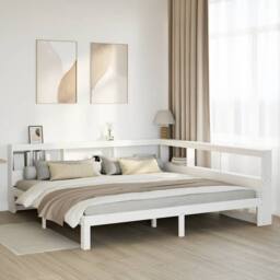 Berkfield Home Bookcase Bed without Mattress White 180x200 cm Super King Solid Wood Pine - thumbnail 1