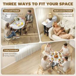 HOMCOM Folding Dining Table, Drop Leaf Table with Open Shelf, White Marble - Size: 80 cm x 80 cm - thumbnail 4