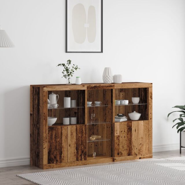 Berkfield Home Sideboard with LED Lights Old Wood 162x37x100 cm Engineered Wood in Brown - Size: 162 x 37 x 100 cm - image 1