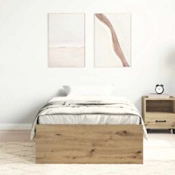 Berkfield Home Bed Frame without Mattress Artisan Oak 100x200cm Engineered Wood in Brown - Size: 100x200 cm - thumbnail 3