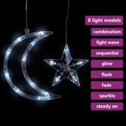 Berkfield Home Star & Moon Fairy Lights Remote Control 345 LED Cold White - thumbnail 3