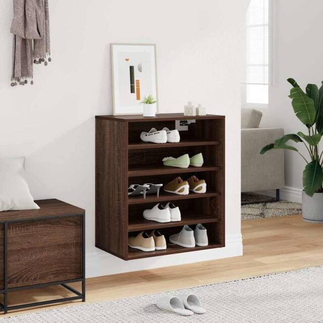 Berkfield Home Shoe Cabinet Brown Oak 60x35x70 cm Engineered Wood - Size: 60 x 35 x 70 cm - image 1