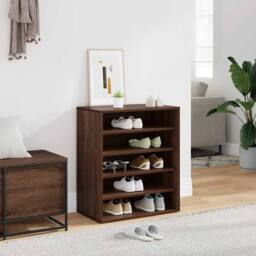 Berkfield Home Shoe Cabinet Brown Oak 60x35x70 cm Engineered Wood - Size: 60 x 35 x 70 cm - thumbnail 2