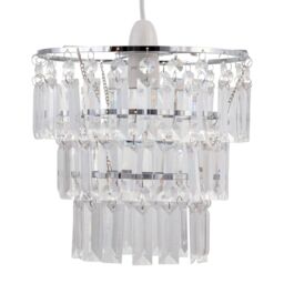 First Choice Lighting Set of 2 Three Tier Acrylic Crystal Light Shades in Clear - thumbnail 2