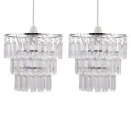 First Choice Lighting Set of 2 Three Tier Acrylic Crystal Light Shades in Clear - thumbnail 1