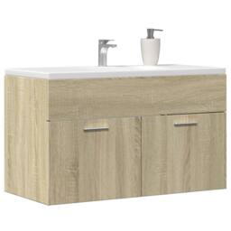 Berkfield Home Sink Cabinet Sonoma Oak 80x38.5x46 cm Engineered Wood in Light Oak - thumbnail 3