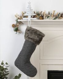 Dibor Set of 4 Nordic Sweater Knit Grey Xmas Decor Christmas Gift Bag Stocking - Size: 4 Pack