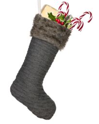 Dibor Set of 4 Nordic Sweater Knit Grey Xmas Decor Christmas Gift Bag Stocking - Size: 4 Pack - thumbnail 2