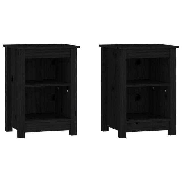 Berkfield Home Bedside Cabinets 2 pcs Black 40x35x55 cm Solid Wood Pine - Size: 40 x 35 x 55 cm - image 1
