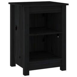 Berkfield Home Bedside Cabinets 2 pcs Black 40x35x55 cm Solid Wood Pine - Size: 40 x 35 x 55 cm - thumbnail 3