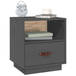 Berkfield Home Bedside Cabinets 2 pcs Grey 40x34x45 cm Solid Wood Pine - Size: 40 x 34 x 45 cm - thumbnail 4