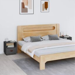 Berkfield Home Bedside Cabinets 2 pcs Grey 40x34x45 cm Solid Wood Pine - Size: 40 x 34 x 45 cm - thumbnail 1