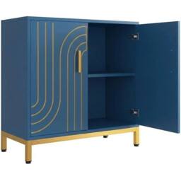VOGREX Accent Cabinet 2-Door Storage Sideboard Adjustable Shelf Living Room in Navy - thumbnail 4