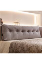 Living and Home Washable Wedge Headboard Pillow with Side Pocketed in Light Oak - Size: Large