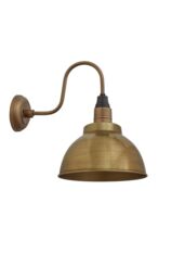 Industville Swan Neck Dome Wall Light, 13 Inch, Brass, Brass Holder in Bronze - thumbnail 2