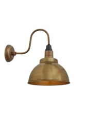 Industville Swan Neck Dome Wall Light, 13 Inch, Brass, Brass Holder in Bronze