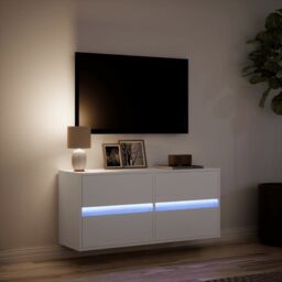 Berkfield Home TV Wall Cabinet with LED Lights White 100x31x45 cm - Size: 100 x 31 x 45 cm - thumbnail 5