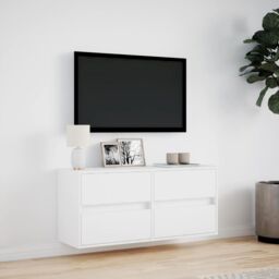 Berkfield Home TV Wall Cabinet with LED Lights White 100x31x45 cm - Size: 100 x 31 x 45 cm - thumbnail 4