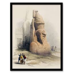 Artery8 Luxor Temple Ramses II Statue D. Roberts Vintage Framed Wall Art Print in Beige - Size: A4 - thumbnail 1