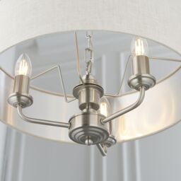 Loops Ceiling Pendant Light - Brushed Chrome Plate & Natural Linen - 3 x 40W E14 - thumbnail 5