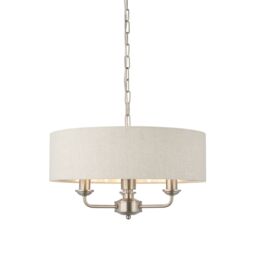Loops Ceiling Pendant Light - Brushed Chrome Plate & Natural Linen - 3 x 40W E14