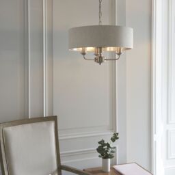 Loops Ceiling Pendant Light - Brushed Chrome Plate & Natural Linen - 3 x 40W E14 - thumbnail 3