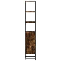 Berkfield Home Sturdy Bathroom Cabinet Smoked Oak 33x33x185.5 cm Engineered Wood in Brown - thumbnail 7
