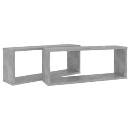 Berkfield Home Wall Cube Shelf 2 pcs Concrete Grey 60x15x23 cm Engineered Wood - Size: 60 x 15 x 23 cm - thumbnail 8