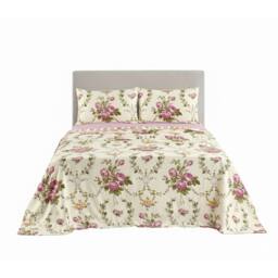 Snug City Soft Floral Brushed Cotton Fitted Flat Sheet & Matching Pillowcases in Pink - Size: Single - thumbnail 3