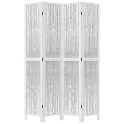 Berkfield Home Room Divider 4 Panels White Solid Wood Paulownia - thumbnail 4