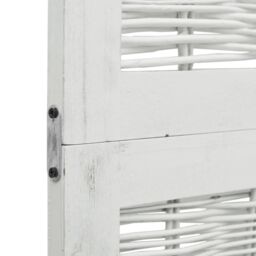 Berkfield Home Room Divider 4 Panels White Solid Wood Paulownia - thumbnail 6