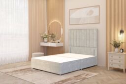 "Somnior Alexas Divan Divan Bed 4 Drawers with 54"" Floor Headboard Plush Velvet in Silver - Size: King" - thumbnail 2