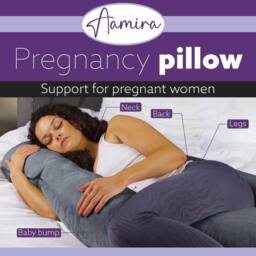 Aamira Dark Grey Pregnancy Maternity Pillow, 140x70x20cm J Shaped Memory Foam - Size: 140 x 70 x 20 cm - thumbnail 2