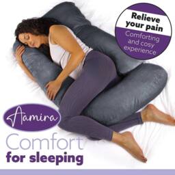 Aamira Dark Grey Pregnancy Maternity Pillow, 140x70x20cm J Shaped Memory Foam - Size: 140 x 70 x 20 cm - thumbnail 7