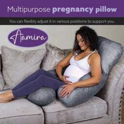 Aamira Dark Grey Pregnancy Maternity Pillow, 140x70x20cm J Shaped Memory Foam - Size: 140 x 70 x 20 cm - thumbnail 9