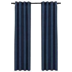Berkfield Home Linen-Look Blackout Curtains with Grommets 2 pcs Blue 140x225cm - Size: 140x225 cm - thumbnail 3