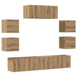 Berkfield Home Classic 7 Piece TV Cabinet Set Wall-mounted Artisan Oak Engineere in Brown - thumbnail 3
