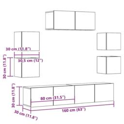 Berkfield Home Classic 7 Piece TV Cabinet Set Wall-mounted Artisan Oak Engineere in Brown - thumbnail 9