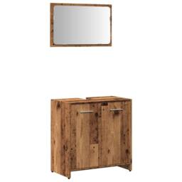 Berkfield Home Bathroom Cabinet with Mirror Old Wood Engineered Wood in Brown - thumbnail 1