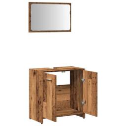 Berkfield Home Bathroom Cabinet with Mirror Old Wood Engineered Wood in Brown - thumbnail 7