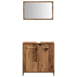 Berkfield Home Bathroom Cabinet with Mirror Old Wood Engineered Wood in Brown - thumbnail 4