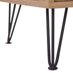 Wyld and Coco Light Brown Retro Sideboard 80 x 40 x 87 cm - 2 Doors 3 Drawers - thumbnail 9