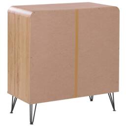 Wyld and Coco Light Brown Retro Sideboard 80 x 40 x 87 cm - 2 Doors 3 Drawers - thumbnail 6
